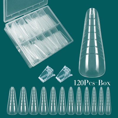 FILI 144/120 buc. Forme duble clare pentru unghii Poli UV Sistem de gel pentru unghii, reutilizabil DIY, matriță de extensie pentru unghii, forma superioară a unghiilor de construcție rapidă