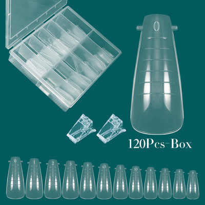 FILI 144/120 buc. Forme duble clare pentru unghii Poli UV Sistem de gel pentru unghii, reutilizabil DIY, matriță de extensie pentru unghii, forma superioară a unghiilor de construcție rapidă