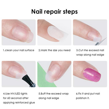 3 τμχ/συσκευασία Μη υφαντό Silk Nail Wrap Reinforce FiberGlass Art Nail Protector For White UV Gel Acrylic Manicure Nail Art