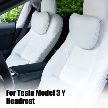 Για Tesla Model 3 Y Δερμάτινο μαξιλάρι για λαιμό καθίσματος αυτοκινήτου Μαλακό μαξιλάρι λαιμού μνήμης Υψηλής ποιότητας οσφυϊκή υποστήριξη προσκέφαλου