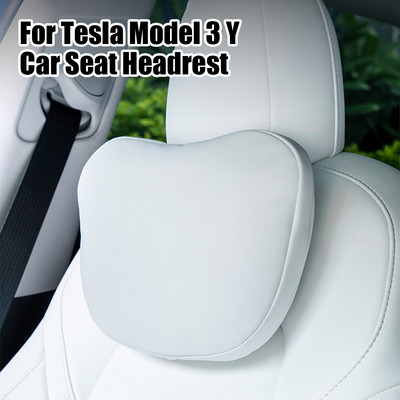 Για Tesla Model 3 Y Δερμάτινο μαξιλάρι για λαιμό καθίσματος αυτοκινήτου Μαλακό μαξιλάρι λαιμού μνήμης Υψηλής ποιότητας οσφυϊκή υποστήριξη προσκέφαλου