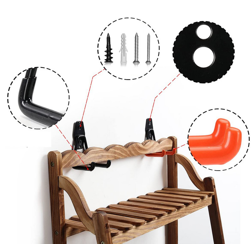 Didelio našumo metaliniai dviračių kabliai Garažo laikiklis sieninis dviračio pakabos laikiklis, neslystantis laikymo kablys dviračių sodo įrankiui