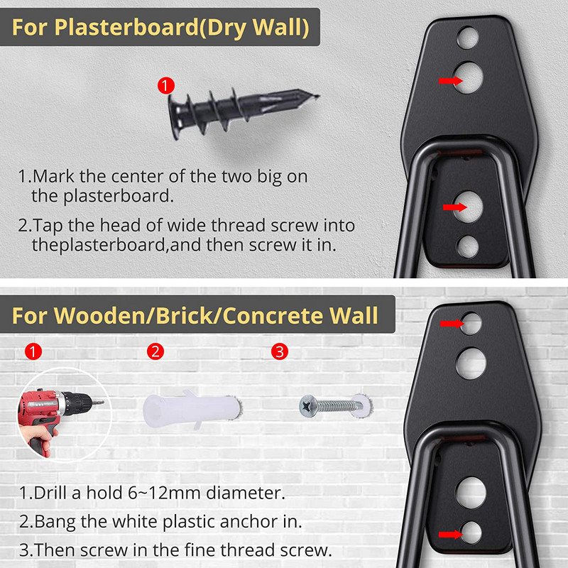 Didelio našumo metaliniai dviračių kabliai Garažo laikiklis sieninis dviračio pakabos laikiklis, neslystantis laikymo kablys dviračių sodo įrankiui