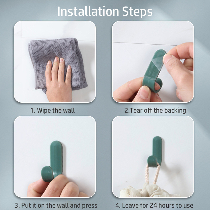 6 vnt Lipnus sieninis kablys Tvirtas be gręžimo Palto krepšys Vonios kambario durys Virtuvės rankšluosčių pakabos kabliukai Namų laikymo priedai