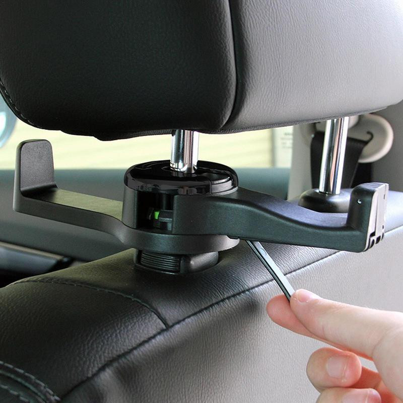 Gadget pentru mașină 2 în 1, umeraș pentru scaunul din spate al mașinii, organizator cârlig pentru tetieră mașină, cu suport pentru telefon pentru geantă de mână mașină 2 accesorii de interior