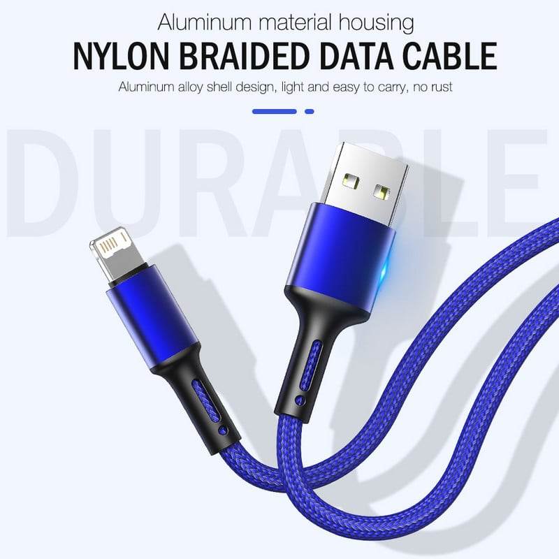 2 m 3 m gyorstöltő USB kábel iPhone 13 12 11 Pro Max X XR XS 10 8 7 6 s Plus SE hosszú vezetékes Apple telefon adattöltő kábel 2 3 m