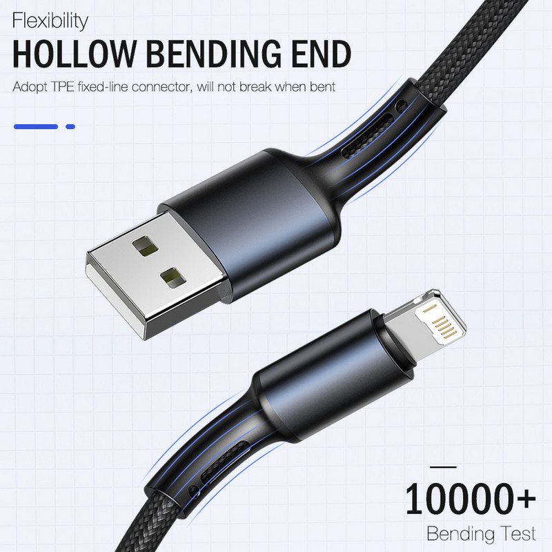 2 m 3 m gyorstöltő USB kábel iPhone 13 12 11 Pro Max X XR XS 10 8 7 6 s Plus SE hosszú vezetékes Apple telefon adattöltő kábel 2 3 m