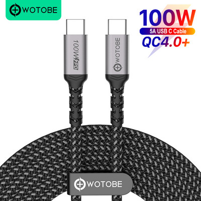 Cablu USB C la USB C 3m 100W, WOTOBE Lung 10ft USB Type-C 5A E Mark Încărcare rapidă Cablu împletit din nailon Compatibil MacBook Pro iPad