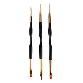 3 τμχ Βούρτσες Μανικιούρ Διπλής Χρήσης Gel Gradient Brush Pinceles Nail Art Design