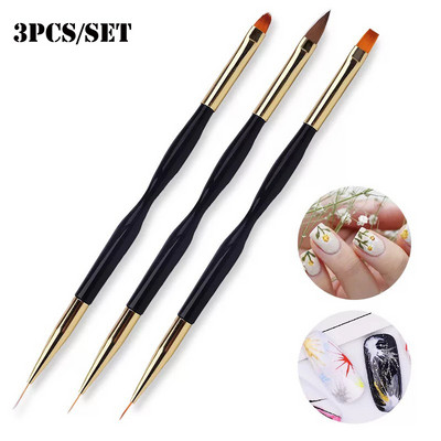 3 db Manikűr ecset Dual Use Gel Gradient Brush Pinceles Nail Art Design