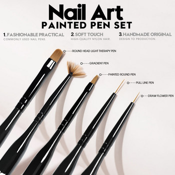 Beautilux Nail Brush Πολυτελές σετ Gel Nail Brush Color Painting Line Drawing Pattern Making Gel Polish Nail Professional brush