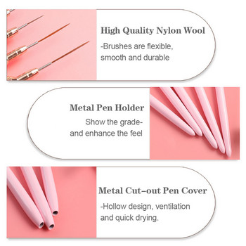 5/8/12/20/25mm Nail Art Liner Brush Set Lines Drawing Lines Stripe Flower Painting Pen Metal Handle Gel Extension Nails Accessories