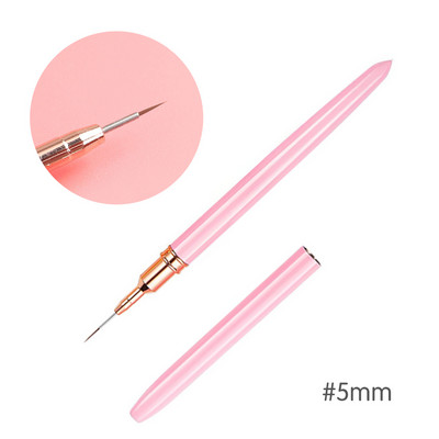 5/8/12/20/25mm Set de perii pentru căptușeală pentru unghii, linii de desen pentru flori, pix pentru pictură, mâner metalic, extensie de gel, accesorii pentru unghii