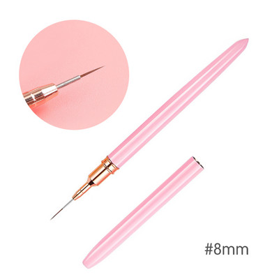 5/8/12/20/25mm Set de perii pentru căptușeală pentru unghii, linii de desen pentru flori, pix pentru pictură, mâner metalic, extensie de gel, accesorii pentru unghii