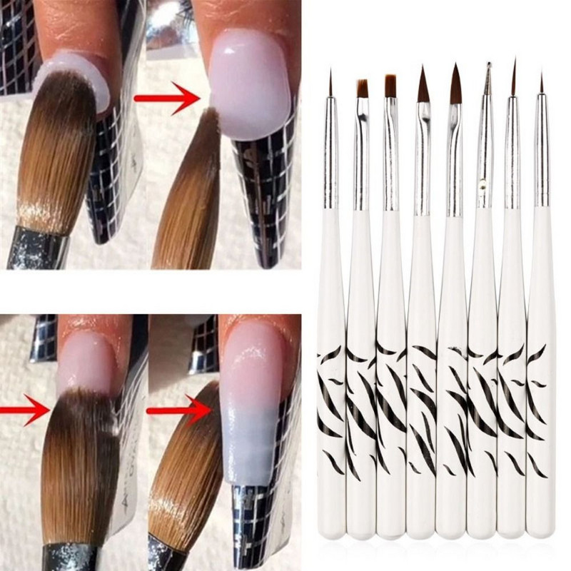 Moda de lungă durată Poly Builder Gel Nail Art Perii pentru unghii cu gel de modă Perii subțiri de căptușeală Perii pentru unghii pentru pictură 3D