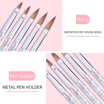 LULAA 5 PCs Snow Nail Art Brush Carving Nail Pen Πολυλειτουργικά αξεσουάρ νυχιών DIY Painting Brush Liner Εργαλεία μανικιούρ νυχιών