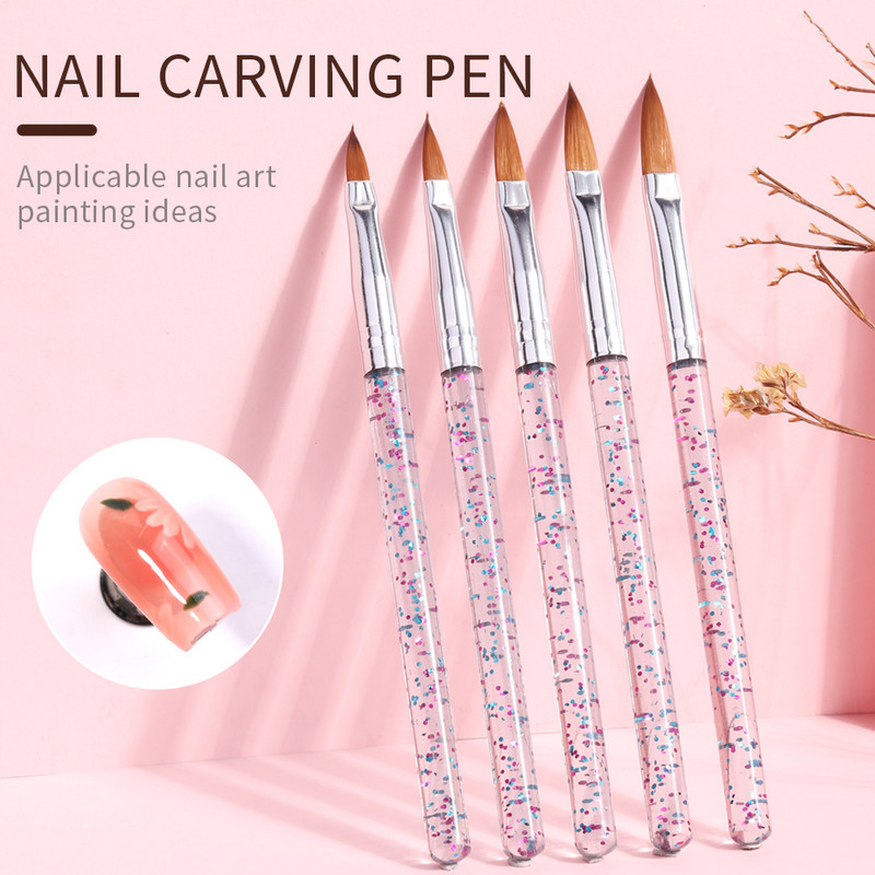 LULAA 5 PCs Snow Nail Art Brush Carving Nail Pen Πολυλειτουργικά αξεσουάρ νυχιών DIY Painting Brush Liner Εργαλεία μανικιούρ νυχιών