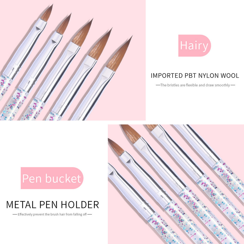 LULAA 5 PCs Snow Nail Art Brush Carving Nail Pen Πολυλειτουργικά αξεσουάρ νυχιών DIY Painting Brush Liner Εργαλεία μανικιούρ νυχιών