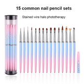 Pink Nail Enhancement Brush Wire Halo Light Therapy Nail Enhancement Tool Brush 15 Oblique Halo Dye Pen 11mm