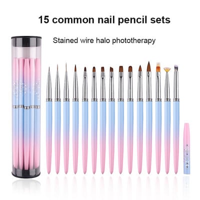 Pink Nail Enhancement Brush Wire Halo Light Therapy Nail Enhancement Tool Brush 15 Oblique Halo Dye Pen 11mm