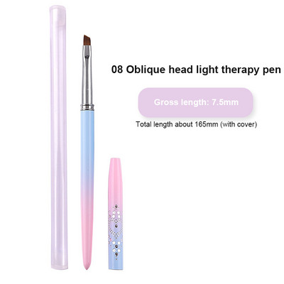 Pink Nail Enhancement Brush Wire Halo Light Therapy Nail Enhancement Tool Brush 15 Oblique Halo Dye Pen 11mm