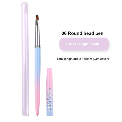 Pink Nail Enhancement Brush Wire Halo Light Therapy Nail Enhancement Tool Brush 15 Oblique Halo Dye Pen 11mm