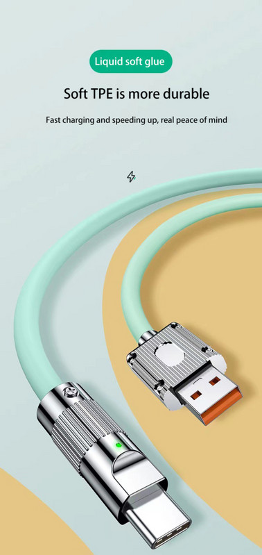 Cablu de date Usb-c Nou 120w Încărcător Usb-c Cablu de date Typec Cablu de încărcare cu gel de siliciu pentru Huawei P30 P40 Xiaomi Poco Hot