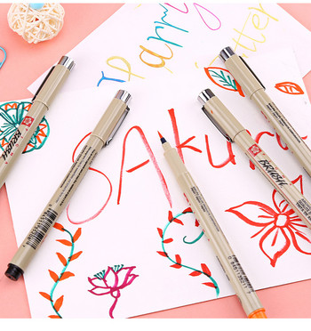 1 бр. Пигментна линия Micron Pens Neelde Drawing Manga Pen Brush Art Markers Waterproof Fineliner Sketching Pen Канцеларски материали