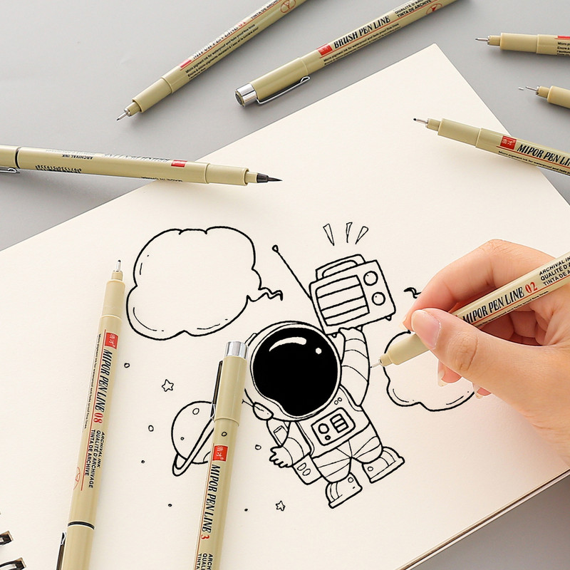 1 vnt Pigmentinis įdėklas mikroniniai rašikliai Neelde piešimo manga rašiklis šepetėlis meno žymekliai vandeniui atsparus smulkintuvas eskizavimo rašiklio raštinės reikmenys