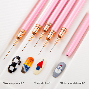 7/9/11/15/20mm Σετ πινέλων νυχιών DIY Liner Brush for Professional Nails Shaved Strokes Lattice Drawing Pen Girls Nail Art Tool