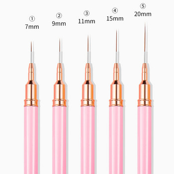 7/9/11/15/20mm Σετ πινέλων νυχιών DIY Liner Brush for Professional Nails Shaved Strokes Lattice Drawing Pen Girls Nail Art Tool