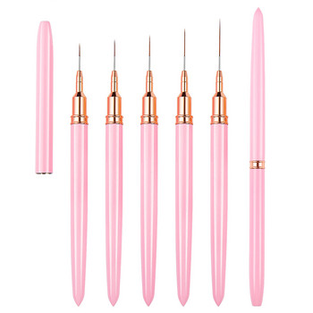 7/9/11/15/20mm Σετ πινέλων νυχιών DIY Liner Brush for Professional Nails Shaved Strokes Lattice Drawing Pen Girls Nail Art Tool