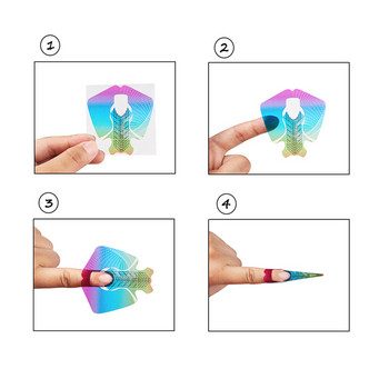 Finger Angel 100/500Pcs Nails Form Transparent Rainbow PVC Nail Form Sticker UV Gel Nail Form Art Tips Extension Guide Инструменти