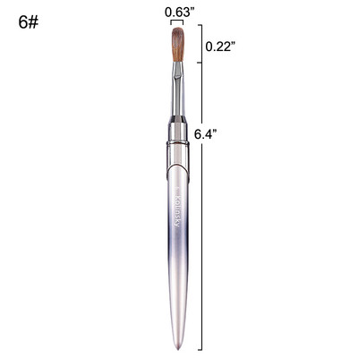 100% Kolinsky akrilna četkica za nanošenje akrila Alat za manikuru s okruglom glavom i naboranom četkom za nokte