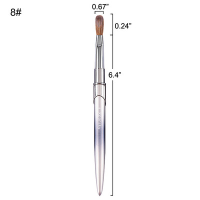 100% Kolinsky akrilna četkica za nanošenje akrila Alat za manikuru s okruglom glavom i naboranom četkom za nokte