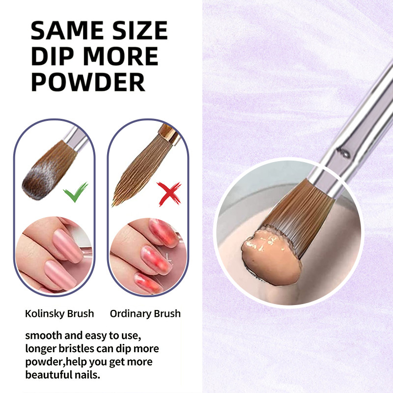 100% Kolinsky akrilna četkica za nanošenje akrila Alat za manikuru s okruglom glavom i naboranom četkom za nokte