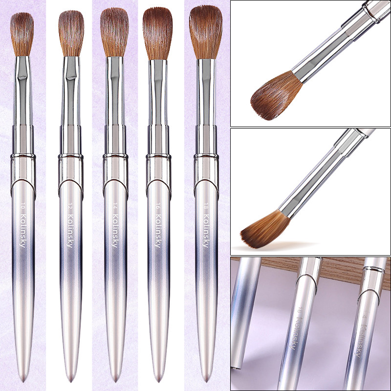 100% Kolinsky akrilna četkica za nanošenje akrila Alat za manikuru s okruglom glavom i naboranom četkom za nokte