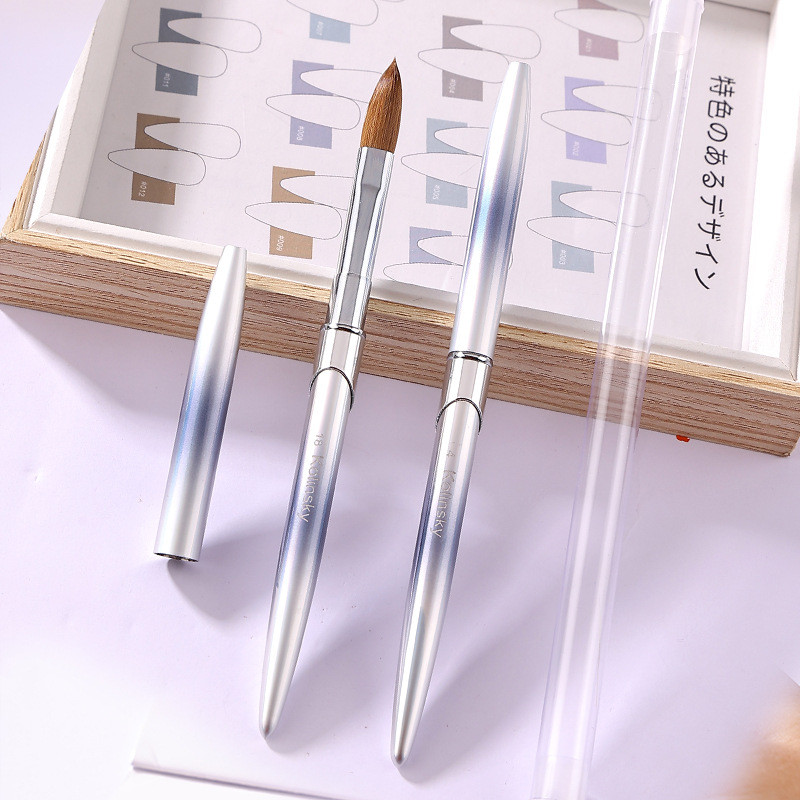 100% Kolinsky akrilna četkica za nanošenje akrila Alat za manikuru s okruglom glavom i naboranom četkom za nokte