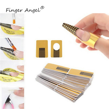 Finger Angel 50/100/500PCS Forms Nail Forms Nail Art Οδηγός Χαρτί Curve Nails Gel UV Extension French DIY Εργαλείο Μανικιούρ Φόρμα Chablon