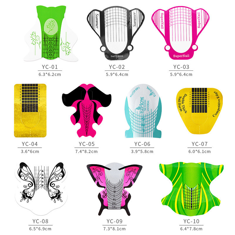 Moda 100 buc/lot formă de unghii colorată cu forme de fluture de albină pentru extensie de unghii acrilice tavă de hârtie instrumente de salon de manichiură