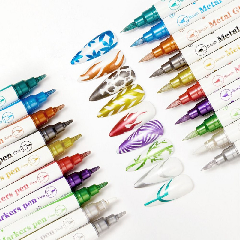 Marker Pen Köröm Horog Liner Manikűr eszköz Graffiti Gel Pen Paining Liner Nail Art Ceruza Nail Art Rajztoll