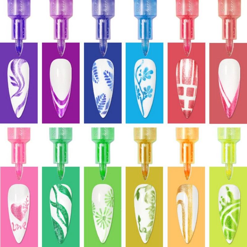 Marker Pen Köröm Horog Liner Manikűr eszköz Graffiti Gel Pen Paining Liner Nail Art Ceruza Nail Art Rajztoll