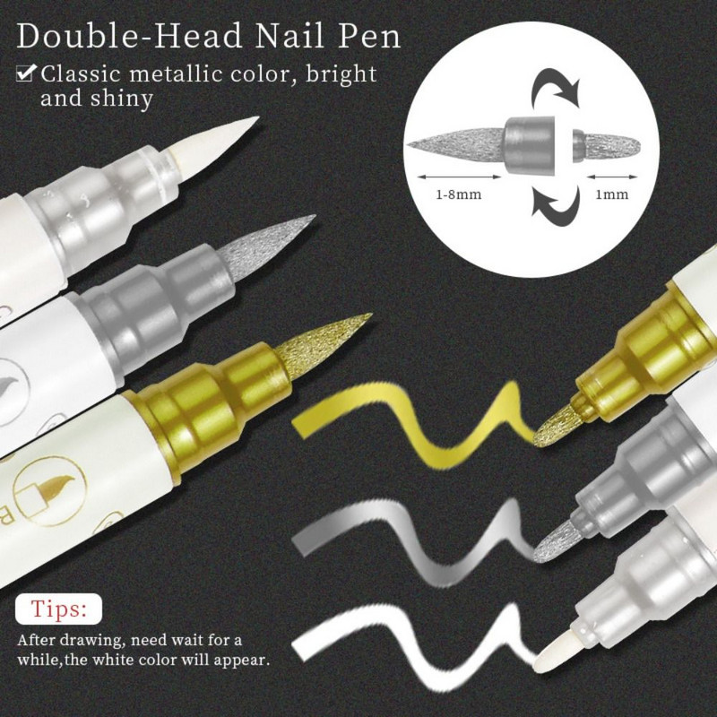 Marker Pen Köröm Horog Liner Manikűr eszköz Graffiti Gel Pen Paining Liner Nail Art Ceruza Nail Art Rajztoll
