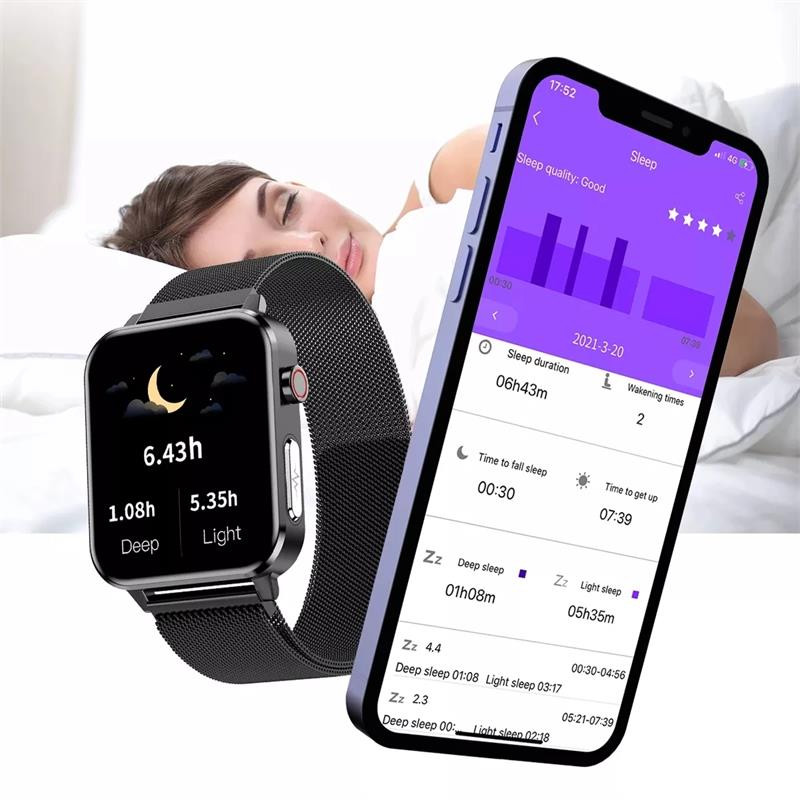 Ceas inteligent E86 Apel Bluetooth Monitor de ritm cardiac Monitor de tensiune arterială ECG Fitness Tracker Brățară sport IP68 Smartwatch rezistent la apă