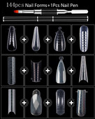 144 buc 12 tipuri Kit forme de unghii din plastic pentru unghii false Art Dual Form Sfaturi frantuzesti Mod extensie gel Set de instrumente pentru manichiura acrilice
