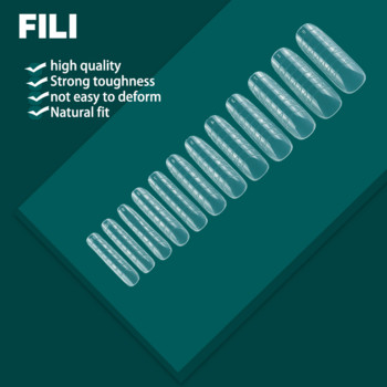 FILI 120PCS/BOX Форма за бързо изграждане Двойни форми Система за удължаване на ноктите Поли UV гел Накрайници за форми Акрилни горни форми за горна форма за нокти