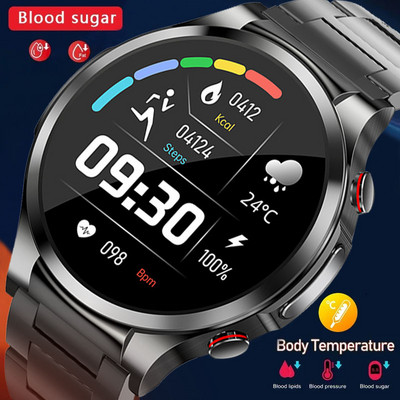 Έξυπνο ρολόι γλυκόζης αίματος 2023 Ανδρικό ΗΚΓ PPG Παρακολούθηση θερμοκρασίας σώματος Έξυπνα ρολόγια IP68 Αδιάβροχο Fitness Tracker