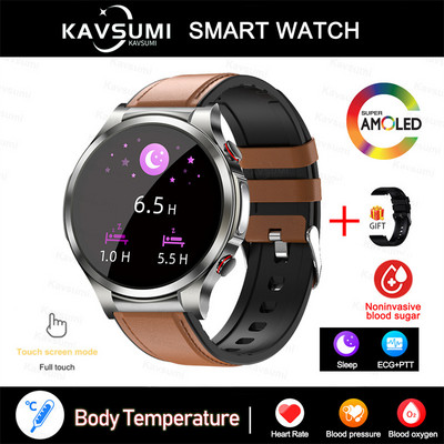 Έξυπνο ρολόι γλυκόζης αίματος 2023 Ανδρικό ΗΚΓ PPG Παρακολούθηση θερμοκρασίας σώματος Έξυπνα ρολόγια IP68 Αδιάβροχο Fitness Tracker