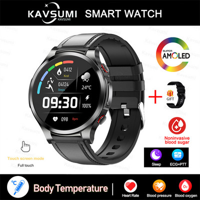 Έξυπνο ρολόι γλυκόζης αίματος 2023 Ανδρικό ΗΚΓ PPG Παρακολούθηση θερμοκρασίας σώματος Έξυπνα ρολόγια IP68 Αδιάβροχο Fitness Tracker