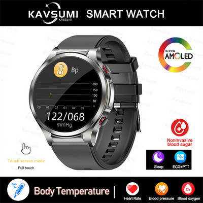 Έξυπνο ρολόι γλυκόζης αίματος 2023 Ανδρικό ΗΚΓ PPG Παρακολούθηση θερμοκρασίας σώματος Έξυπνα ρολόγια IP68 Αδιάβροχο Fitness Tracker